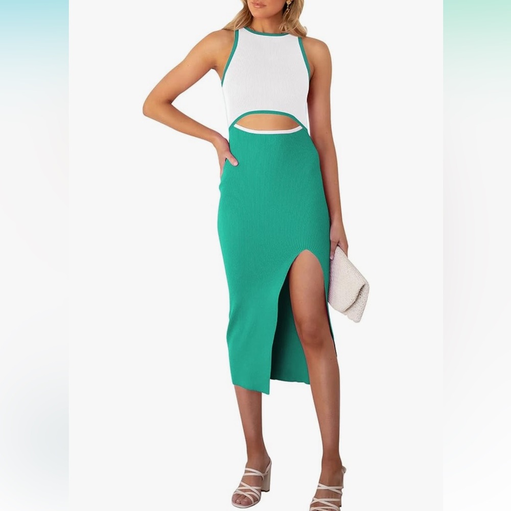 Pink Queen cut out ribbed tank top dress